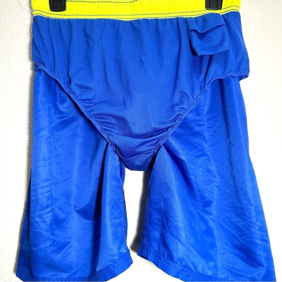 NEW Men’s NIKE Big Spell Out Swim Trunk Shorts Royal Blue with Neon Green Sz M - Picture 10 of 13